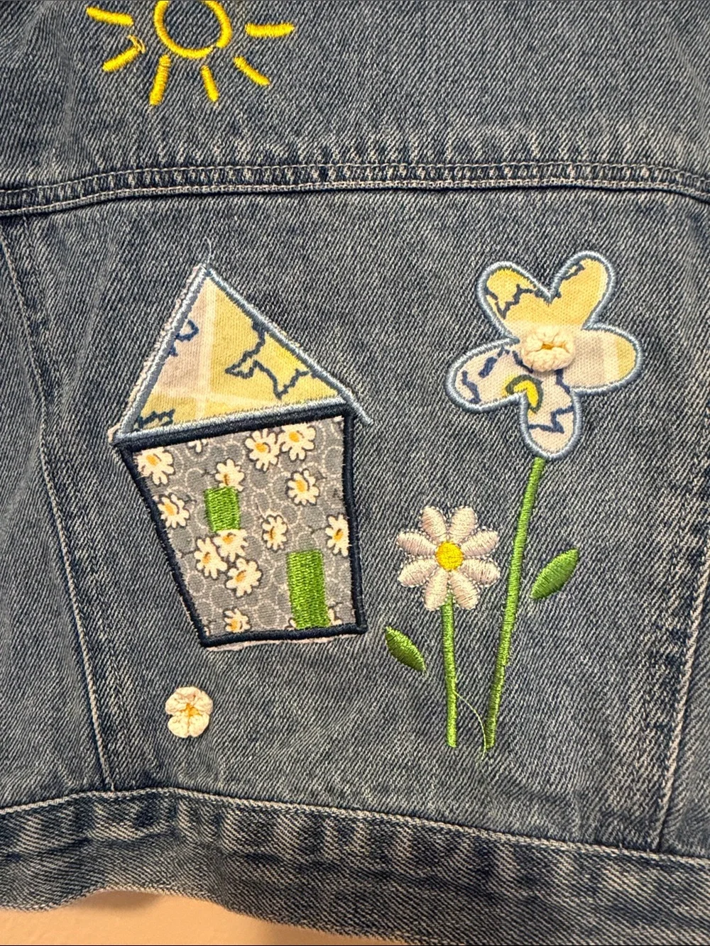 Nannette Light Blue Denim Jacket with Floral Patch